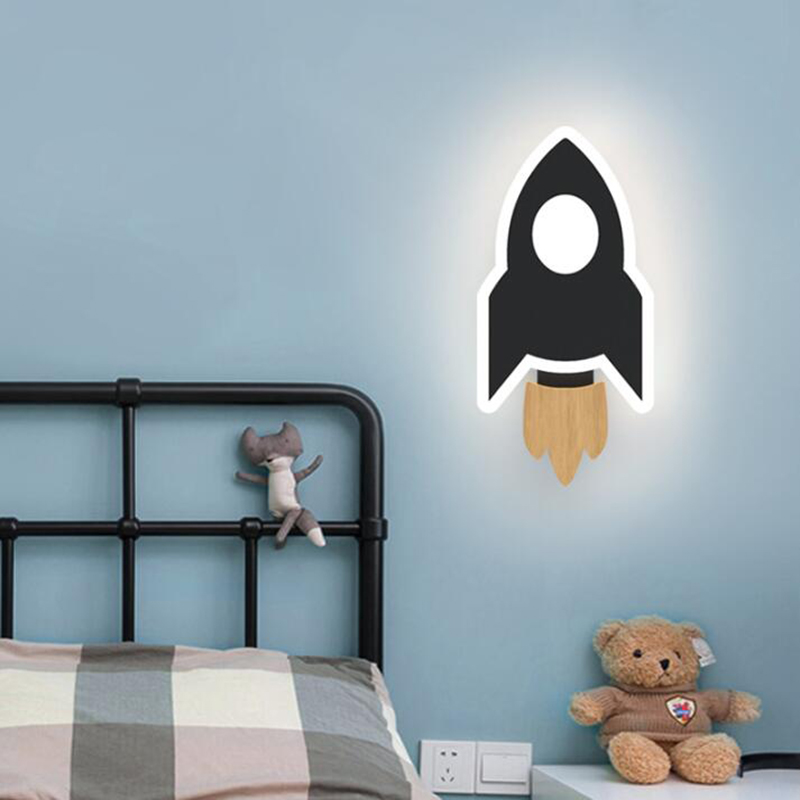 Baby Nursery Wall Lights - Dessin animé LED fusée applique moderne