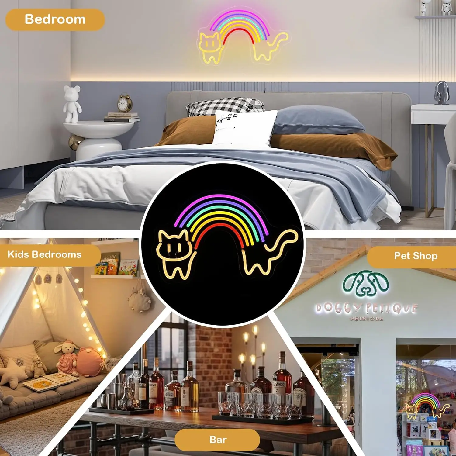 Enseigne au néon chat arc-en-c - Baby Nursery Wall Lights avis et prix