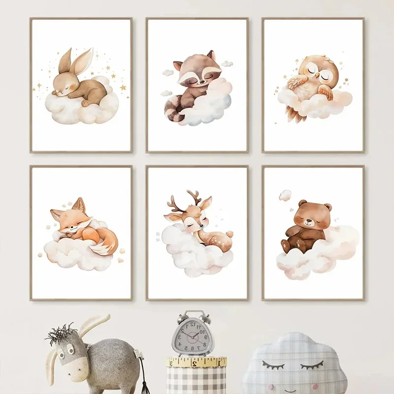 Dessin animé nuage Animal toil - Baby Nursery Frames avis et prix